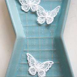 材料蕾絲蝴蝶蝴蝶圖案 2 件白色 第1張的照片