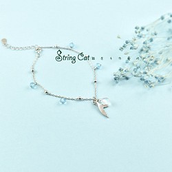 【String Cat】《人魚之淚》925純銀天然月光石手鍊 輕珠寶 日韓 浪漫 仙女 第1張的照片