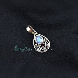 925純銀天然月光石吊墜 印度純手工製作 藍月光 項鍊 第1張的照片