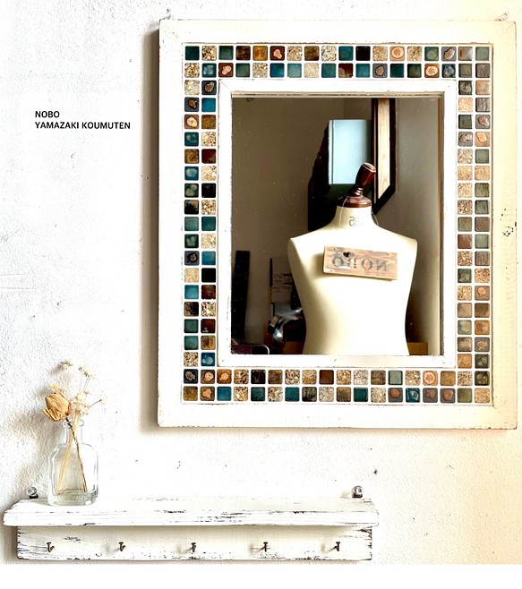 アンティーク☆モザイクタイルの鏡A 壁掛け ミラー ウォールミラー タイル 鏡