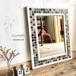 アンティーク☆モザイクタイルの鏡A・壁掛けミラー・ウォールミラー・鏡 1枚目の画像