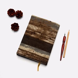 Retro wood pattern book cover with bookmark handmade 1枚目の画像