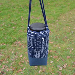 英文書報束口環保杯袋 飲料提袋 保溫瓶提袋 手作 帆布 方便 第1張的照片
