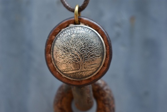 手工真幣項鍊【生命樹】 鑰匙圈 手工縫製【CarlosHuang阿卡】 第1張的照片