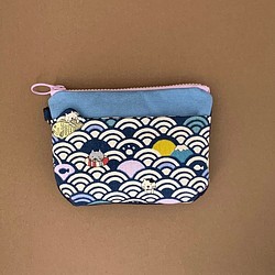升級版3.0 造型口袋零錢包-青海波鯛魚燒喵喵藍紫 第1張的照片