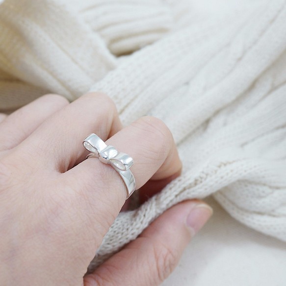 【 Cami Handicraft 】リボン 925スターリングシルバー指輪 1枚目の画像