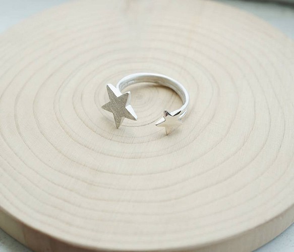 【 Cami Handicraft 】エレガントスタイルダブルスター 925スターリングシルバー指輪 1枚目の画像
