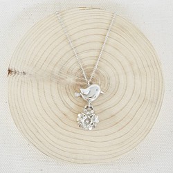 【 Cami Handicraft 】繡球花鳥兒短鏈 - 925純銀款 第1張的照片
