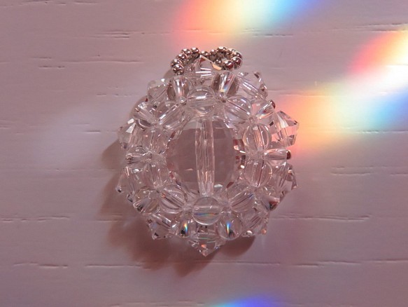 クリスタルクォーツ（天然水晶）・花形ペンダントトップA(ptflcq00) 1枚目の画像