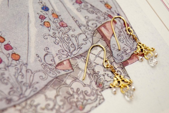 洛可可風吊墜耳環 Rococo Style Swarovski Crystal Pendant 第1張的照片