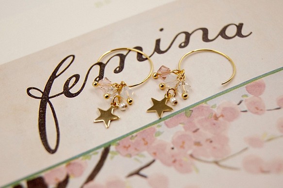 Etoile～星星x施華洛世奇水晶珠耳環Star Pendant x Swarovski Beads Ear Rings 第1張的照片