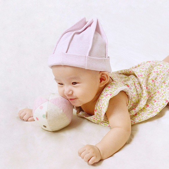 磨毛針織嬰兒帽-淺粉紅 第1張的照片