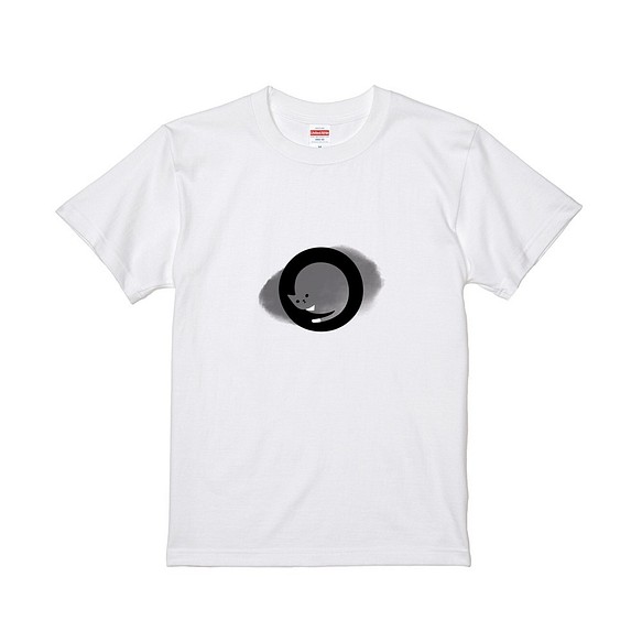 コンマキャットピュアコットンユニセックス半袖トップTシャツ-ホワイトソックスキャット 1枚目の画像