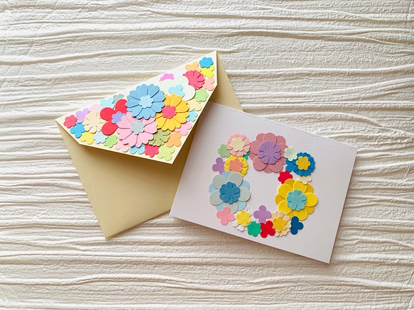 お花がいっぱい　ミニメッセージカード&封筒　母の日・バースデーカード等 1枚目の画像