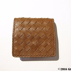 手作り革製品 - 織正方形の財布 1枚目の画像