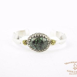 【Navajo Turquoise 印第安銀飾綠松石系列】925銀手工銀飾--綠松石拉絲手環 第1張的照片