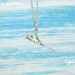 [925]ダイビング銀銀銀オーシャンダイビング - ミニ3D鋸歯サメのネックレス 1枚目の画像