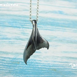 【Diving silver】925銀海洋潛水銀飾--游動鯨魚尾墜飾 第1張的照片