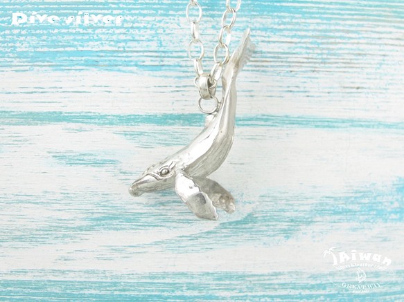 【Diving silver】925銀海洋潛水銀飾--立體大翅鯨墜飾 Ⅲ 第1張的照片