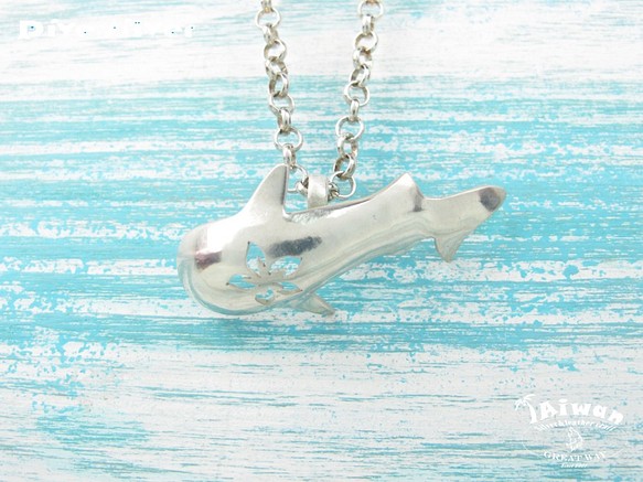 【Diving silver】925銀海洋潛水銀飾--夏日雞蛋花鯨鯊墜飾 第1張的照片