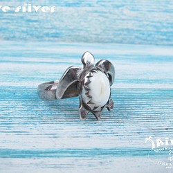 【Diving silver】925銀海洋潛水銀飾--硨磲海龜戒指 第1張的照片
