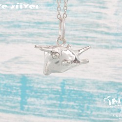 【Diving silver】925銀海洋潛水銀飾--迷你3D牛角魚項鍊 第1張的照片