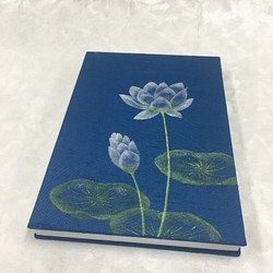 青色 蓮の花柄/御朱印帳【大】 1枚目の画像