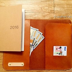 牛革手作りノートブック-ハンドブック-パスポートケース（無料の刻印、英語のみ） 1枚目の画像