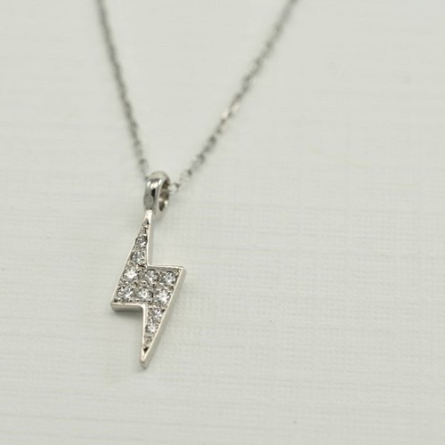 K18WG ダイヤモンド0.03ct カミナリパヴェネックレス ネックレス