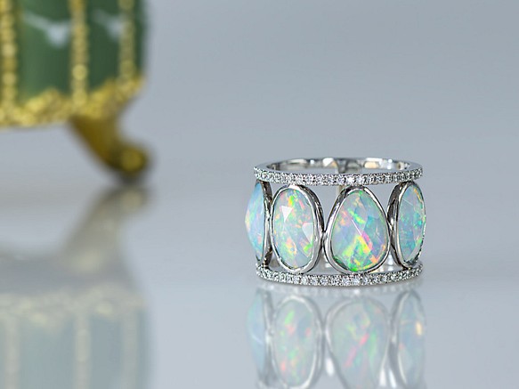Opal/Diamond Pt950 Ring 1枚目の画像