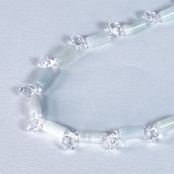 ハーキマーダイヤモンド x 翡翠 のネックレス 1枚目の画像