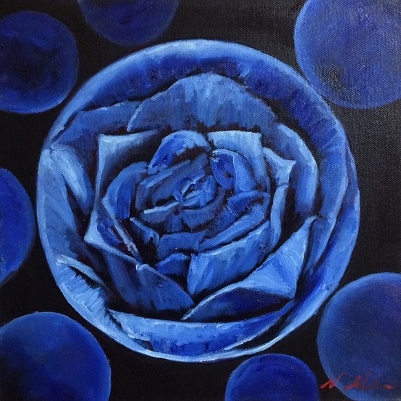 青い薔薇』油絵 絵画 アトリエ風の通☆Etsuki Misu 通販｜Creema(クリーマ)
