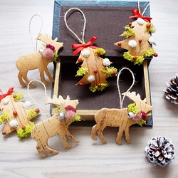 手作北歐風乾燥花裝飾聖誕樹＆麋鹿吊飾/聖誕樹裝飾/聖誕佈置（兩件一組）～ 第1張的照片