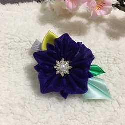 [鋁飾布裳兔]和風細工緞帶頭花系列-藍紫粉撲花 第1張的照片