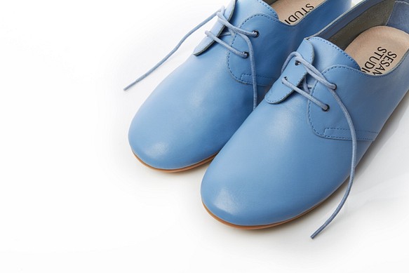 We Love Derby-Leather Women Shoes-SkyBlue 1枚目の画像