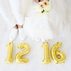 【4個セット】数字ゴールド ナンバーバルーン ガーランド 結婚式 誕生日 パーティー飾り付け フォト アイテム 1枚目の画像