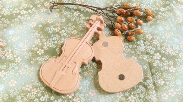 [木城工坊] 原木木作大提琴磁鐵 (古典音樂/ 樂器/ 文具用品) 第1張的照片