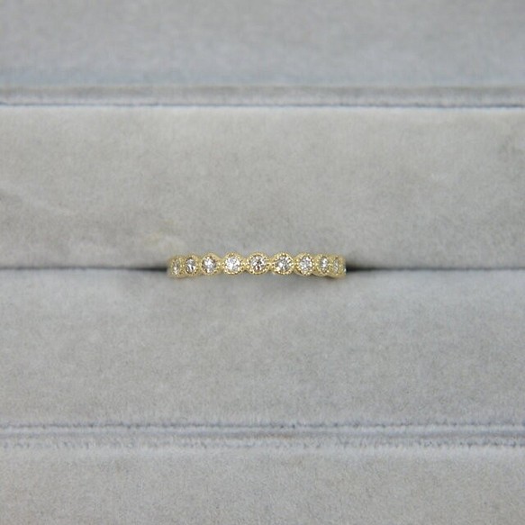 [定制] K18 鑽石戒指 0.18ct 半永恆黃金鋸狀 YG 第1張的照片