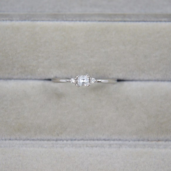 【受注生産】プラチナ ダイヤ リング 0.15ct エメラルドカット PT pt900 ダイヤモンド 指輪 1枚目の画像
