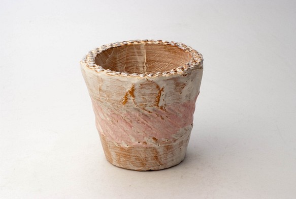 陶器製（2.5号ポット相当）多肉植物の欲しがる植木鉢 NSSc-ピンク-5898 1枚目の画像