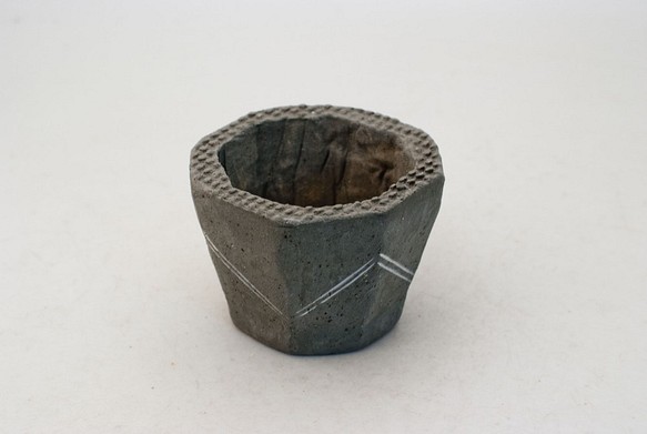 陶器製（2号ポット相当）植木鉢 KEScd-ミカゲ8594グリーン 1枚目の画像