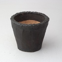 陶器製（2.5号ポット相当）　多肉植物の欲しがる植木鉢 OPSc-4714ブラック 1枚目の画像