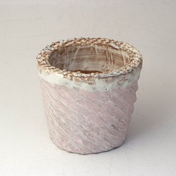 陶器製（2号ポット相当）多肉植物の欲しがる植木鉢 SSSc-7357ピンク 1枚目の画像