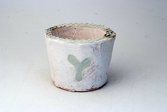 陶器製（2号ポット相当）多肉植物の欲しがる植木鉢 PSc-1535グリーン 1枚目の画像