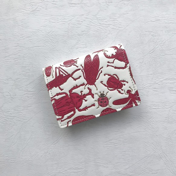 [售罄] 文庫皮革「日本昆蟲系列」零錢包 10 週年塗色紅 x 七斑瓢蟲 第1張的照片