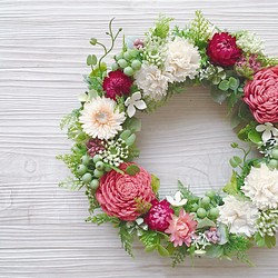 sola rose wreathe ソーラーローズと麦わら菊のリース 1枚目の画像