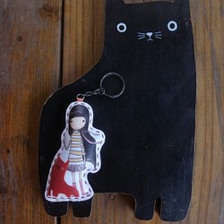 小魔女縫布包鑰匙圈~(小魔女與貓) 第1張的照片