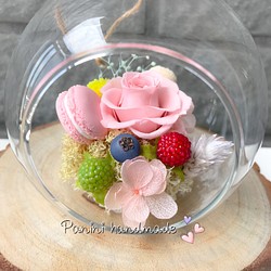 Panini Handmade 甜點花擺飾 玻璃球永生花 永生花吊飾 第1張的照片