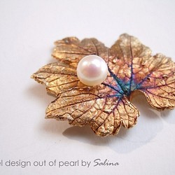 [ピックアップ]秋はシルバー天然真珠のペンダント*真の葉の生産を葉 1枚目の画像