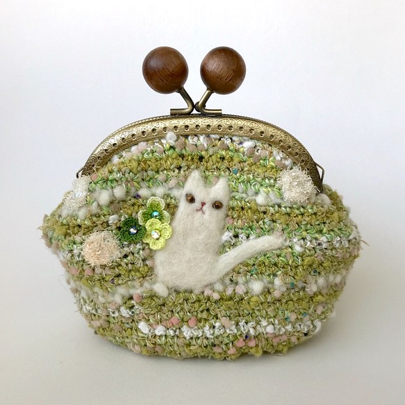 羊毛貓的hamaguri小袋（日光浴綠色） 第1張的照片